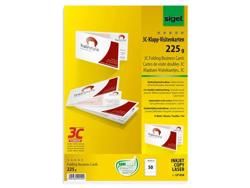 Visitekaartjes 3C Sigel dubbel 2-zijdig bedrukbaar 225gr