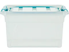 Carry Box opbergdoos 7 liter, transparant met blauwe handvat