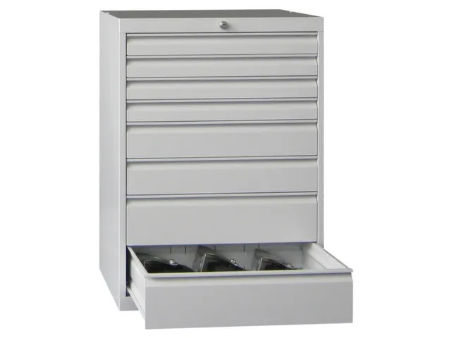 ladekast,HxBxD 1000x715x600mm,8lade(n),cil.-slot,RAL7035,front RAL3000