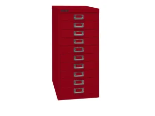 kantoor-ladekast HxBxD 590x279x380mm 10 laden romp kardinaalrood staal - 2