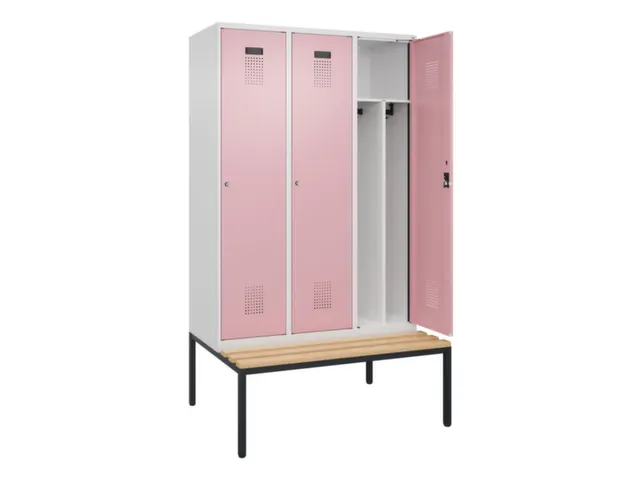 locker met bank,voor scheiding van kleding,HxBxD 2120x1200x815mm,3vak