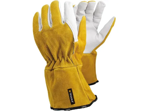 Tegera 118A lederen lashandschoenen, geel/wit, maat 10, per 12 paar