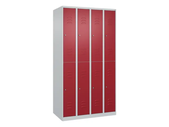 dubbeldekse locker,HxBxD 1850x1000x500mm,4x2vak.,vak B 250mm,cil.-slot