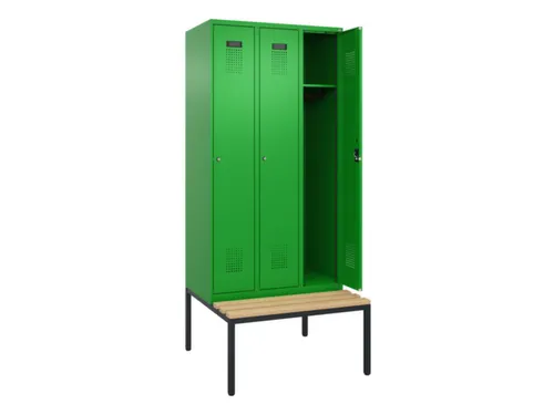 locker met bank,HxBxD 2120x900x815mm,3vak,vak B 300mm,cilinderslot
