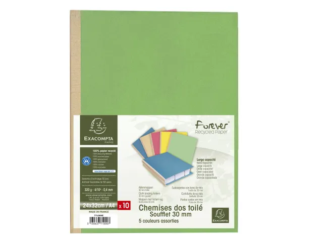 10 mappen met uitrekbare linnen rug Forever 320g/m2 24x32cm