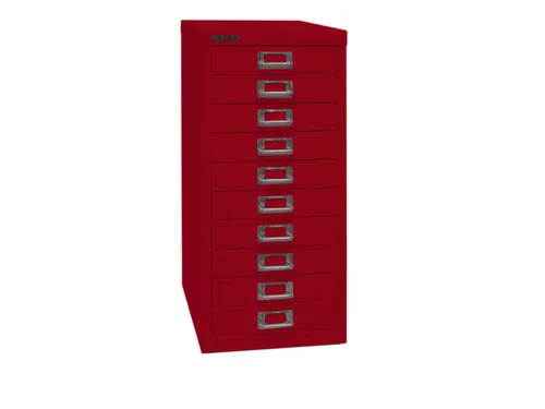 kantoor-ladekast HxBxD 590x279x380mm 10 laden romp kardinaalrood staal