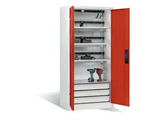 acculaadkast 1950x930x500mm 15stekkerdozen 230V ventilator fr. RAL3000 - 1