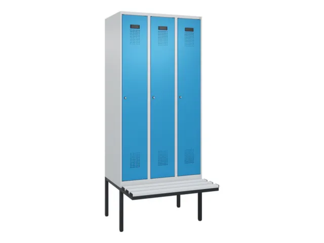 locker met bank,voor scheiding van kleding,HxBxD 2120x900x815mm,3vak