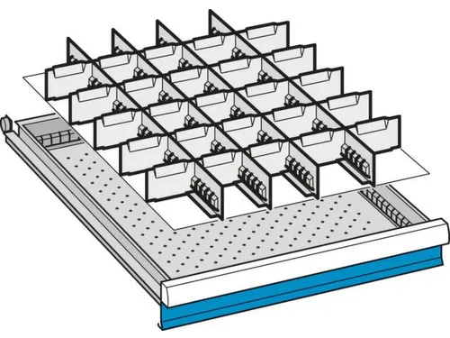 Indelingsmateriaal Front 75mm 4gesleufde Lengte/25dwarsverdelers