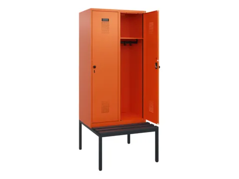 locker met bank,HxBxD 1950x800x815mm,2vak,vak B 400mm,draaigrendel