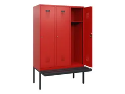 locker met bank,HxBxD 1950x1200x815mm,3vak,vak B 400mm,cilinderslot