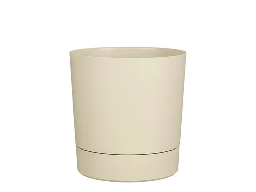 Plantenpot Mica Coco met schotel rond beige 23.5 x 22.5 cm