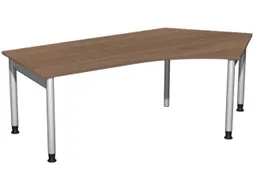 In hoogte verstelbaar hoekbureau 680-820x2166x1130mm noten zilver