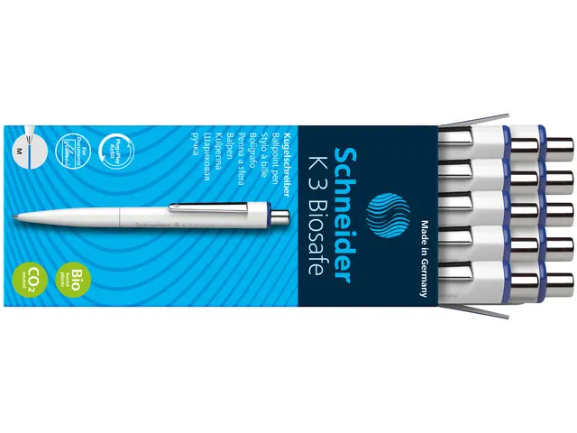 Balpen Schneider K3 Biosafe M wit/blauw