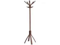Cafe houten kapstok met 10 haken in donker hout 176 cm.