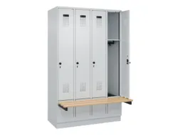 locker met bank,HxBxD 1950x1200x815mm,4vak,vak B 300mm,draaigrendel