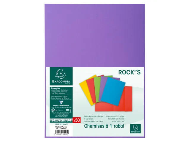 50 dossiermappen met 1 klep ROCK''S 220 24x32cm