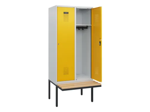 locker met bank,HxBxD 1950x800x815mm,2vak,vak B 400mm,cilinderslot