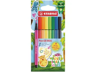 Viltstift STABILO Pen 68 Animal Vibes mini medium assorti 8 stuks - 1