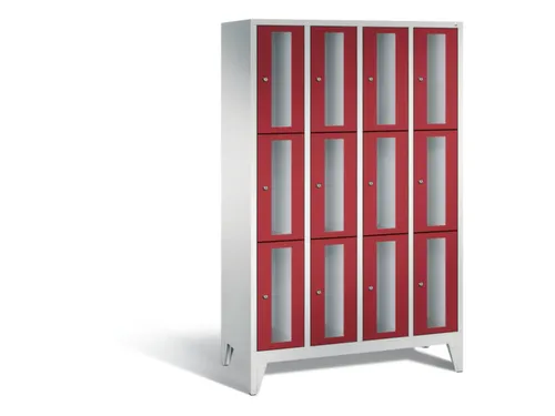 lockerkast 1850x1190x500mm 4x3 vakken Cilinderslot Poten, RAL3003