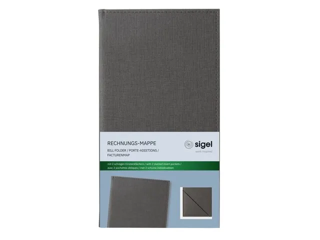 Rekening map Sigel antraciet 130x230x10mm met 2 schuine insteekvakken