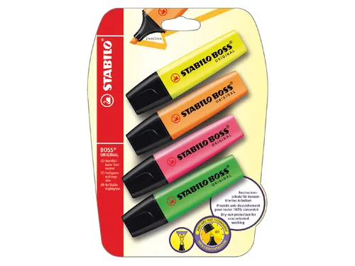 Markeerstift STABILO BOSS Original 70/4 assorti blister à 4 stuks