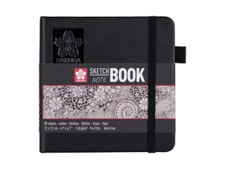 Schetsboek Sakura 80 witte vellen 140gr 120x120mm zwart - 1