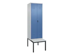 PBM-locker met bank,HxBxD 2120x600x815mm,2vak,vak B 300mm,draaigrendel