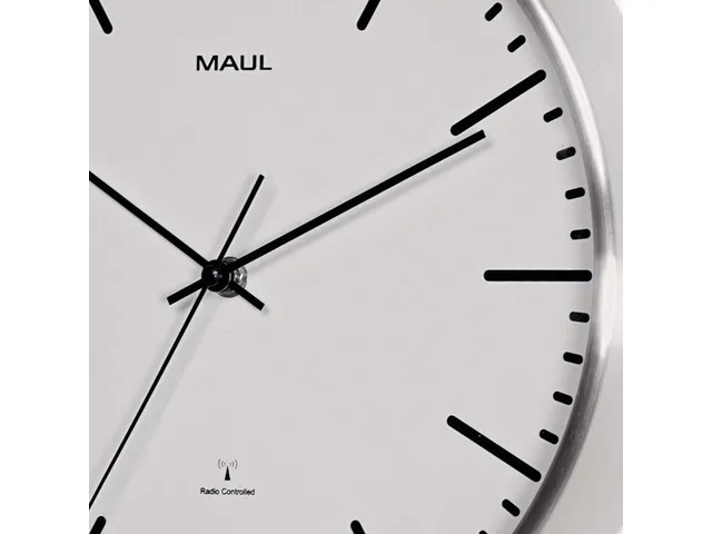 Wandklok MAUL Fly RC Ø305x45mm aluminium frame wit incl. batterij