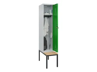 locker met bank,HxBxD 2120x400x815mm,1vak,vak B 400mm,draaigrendel - 1