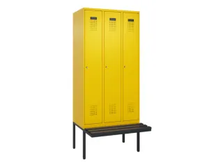 locker met bank,voor scheiding van kleding,HxBxD 2120x900x815mm,3vak - 2