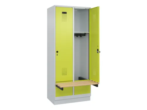 locker met bank,HxBxD 1950x800x815mm,2vak,vak B 400mm,draaigrendel