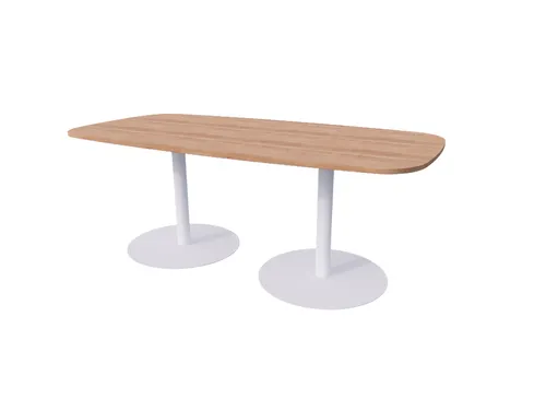Linesto vergadertafel 200x100 deens ovaal hav/kers 25mm wit