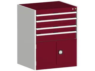 ladekast HxBxD 1000x800x525mm 4laden romp RAL7035 front RAL3004 - 1