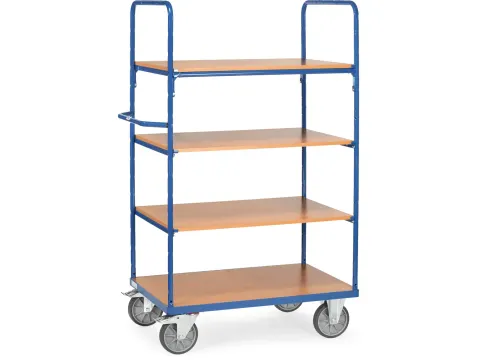 Etagewagens 8303 4 Etages Hout 600kg Laadvlak 1200x800mm Ral5007