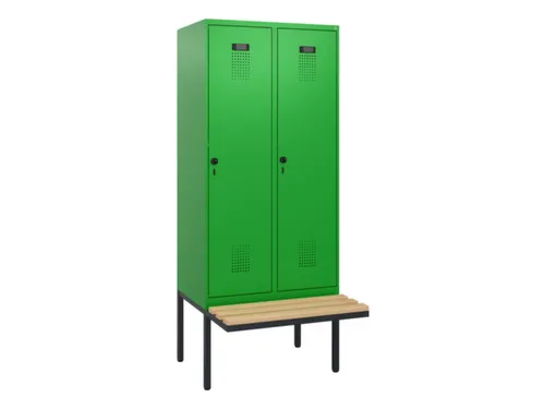 locker met bank,HxBxD 1950x800x815mm,2vak,vak B 400mm,draaigrendel