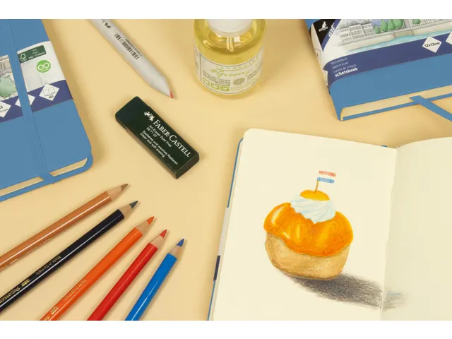 Schetsboek Kangaro A5 sky blue PU HC 80 vel 140gr roomwit met elastiek