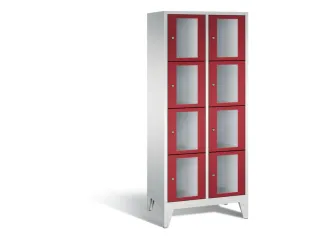 Lockerkast 1850x810x500mm 2x4 vakken Cilinderslot Poten, RAL3003 - 2