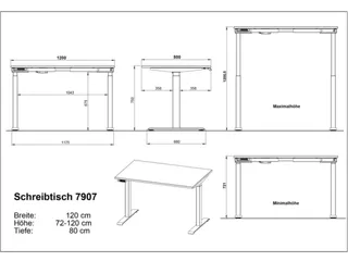 Elektrisch ihv bureau,HxBxD 720-1200x1200x800mm,blad Grandson-eiken - 5