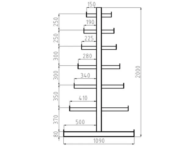 Rayonnage Canitlever Universel Double Face Hxlxp 2000X2700X1090Mm