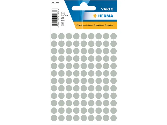 HERMA 1838 Multipurpose etiketten Rond 8mm Grijs 540 stuks
