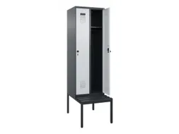 locker met bank,HxBxD 2120x600x815mm,2vak,vak B 300mm,draaigrendel