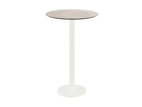 statafel,HxØ 1090x700mm,rond,schotelvoet wit,blad HPL Moonstone