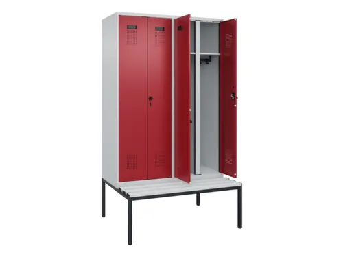 locker met bank,voor scheiding van kleding,HxBxD 2120x1200x815mm,4vak