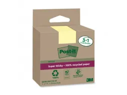 Memoblok 3M Post-it 654 RSSCOL 76x76mm geel 3+1 gratis