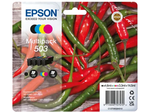 Epson 503, Normaal rendement, Zwart, Cyaan, Magenta, Geel, 4,6 ml, 3,3