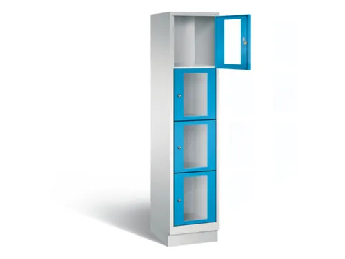 Lockerkast 1800x420x500mm 1x4 vakken Cilinderslot, Sokkel, RAL5012