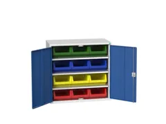 Systeemkast 1000x1050x550mm 12bakken 3xlegbord RAL7035+RAL5010