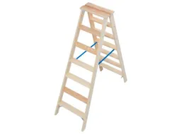 dubbele ladder,beide zijden,2x7treden,Stand H 1,1m,balk L 1,65m,hout