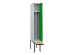 locker met bank,voor scheiding van kleding,HxBxD 2120x300x815mm,1vak